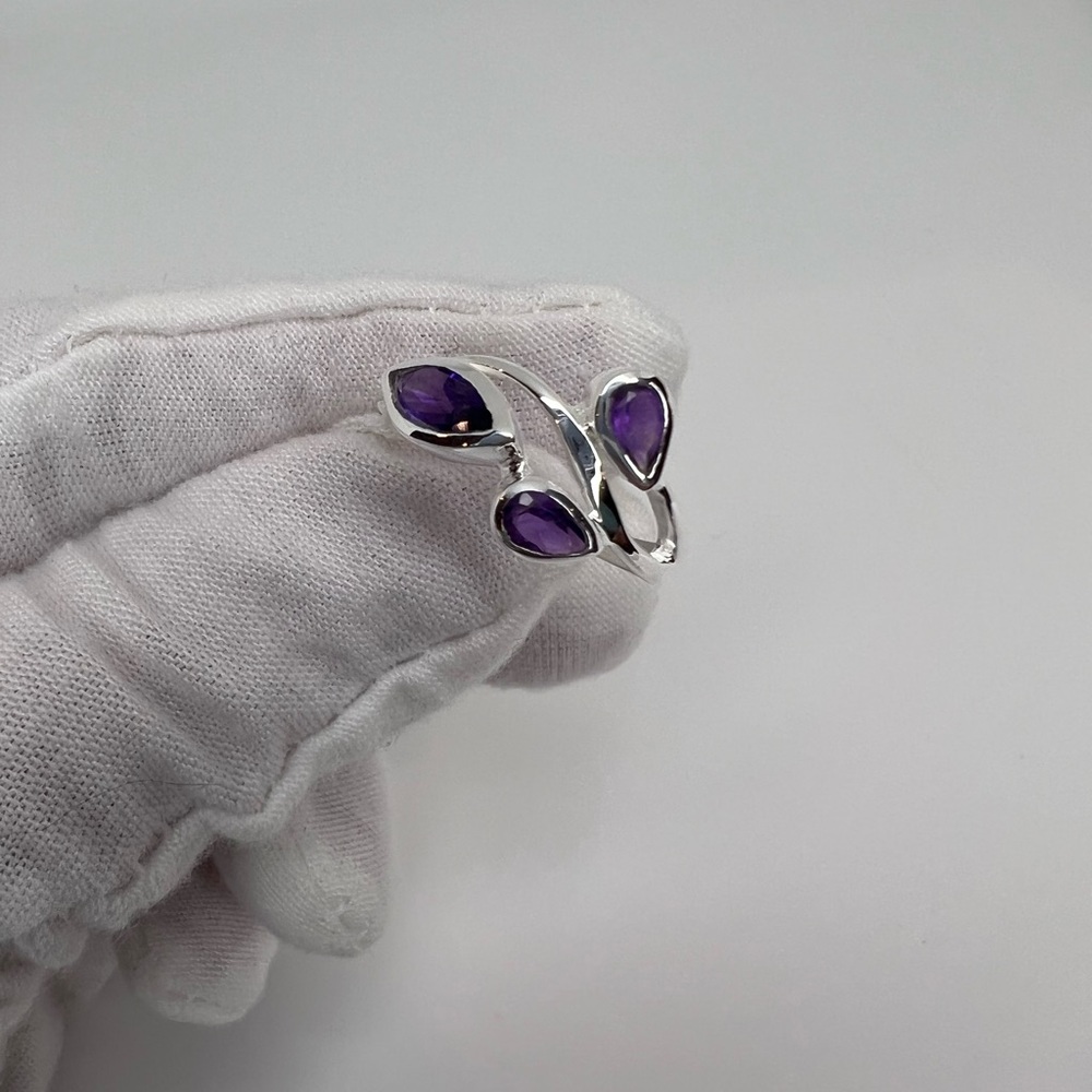 Genuine Amethyst .925 Sterling Silver Ring - Picture 3 of 16